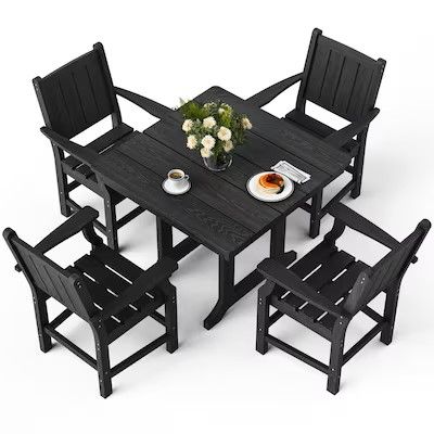 Photo 1 of **ONLY 2 CHAIRS/MISSING HARDWARE/INCOMPLETE SET**PAMAPIC HDPE Outdoor Dining Set (5 Pieces) Black