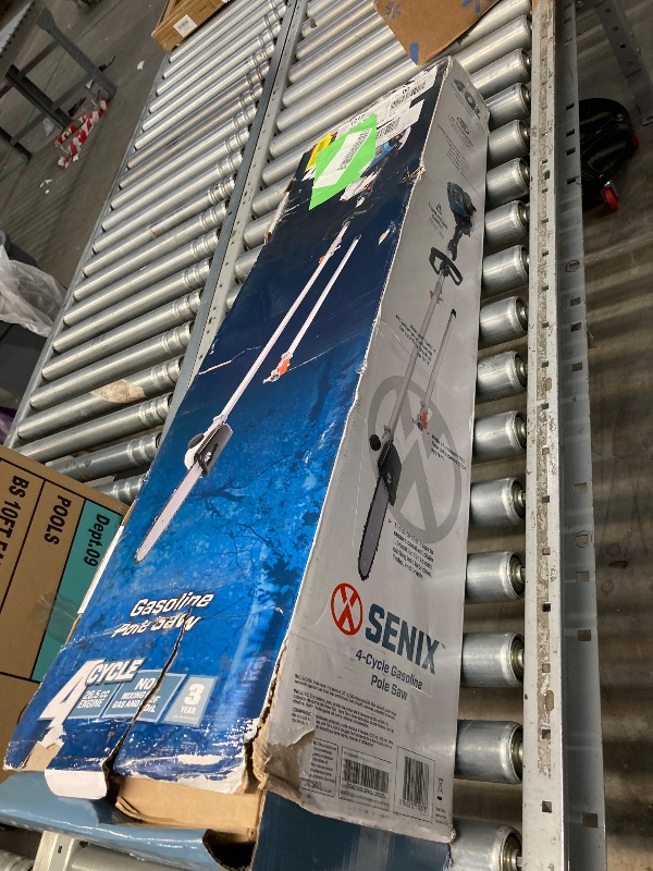 Photo 1 of SENIX CSP4QL-L 4QL 26.5 cc 4-Cycle Gas Powered Pole Saw with 8-Inch Bar and Chain, Chain Saw Tree Trimmer with Adjustable Extension Pole, Harness Included