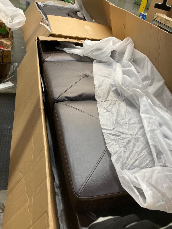 Photo 1 of **COMES WITH 2 BOXES/MISSING OTTOMAN(F09823-0)/INCOMPLETE**L Shaped Faux Leather Sectional in Brown F09823A-C/FO9823A-S  