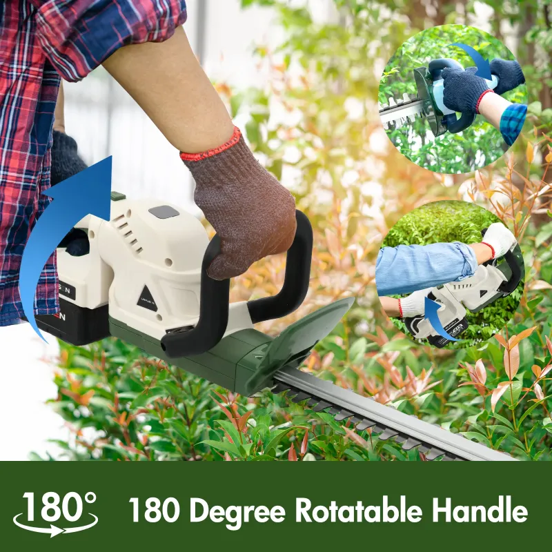 Photo 1 of 21V Cordless Hedge Trimmer with 20" Dual-Action Blade, Handle Electric Hedge Trimmer with 3.0Ah Battery and Fast Charger for Garden, Shrub, Grass and Lawn, Up to 20000 RPM, Green