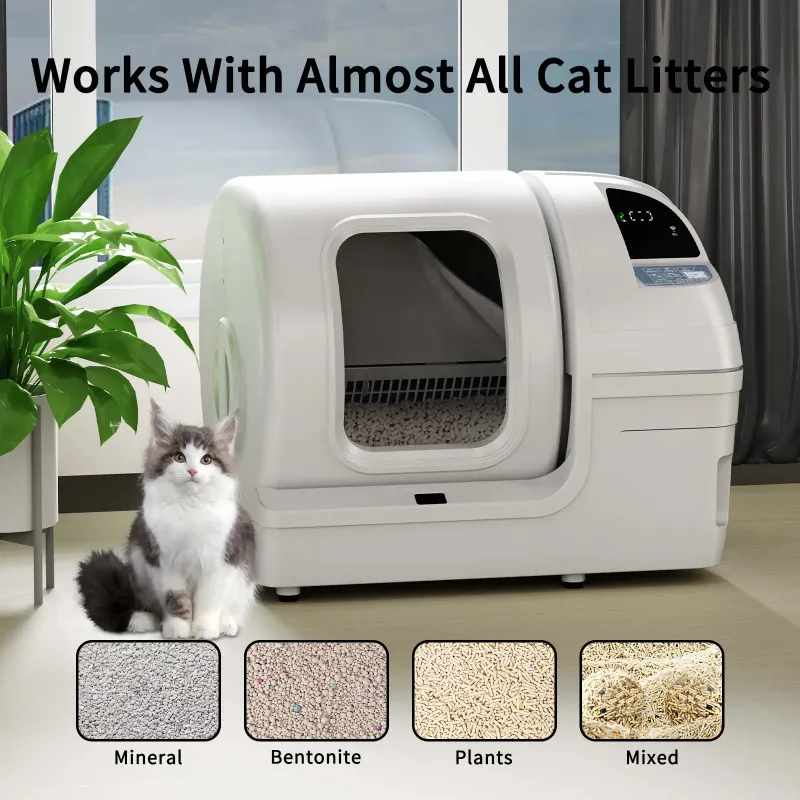 Photo 1 of 100L Extra Large Self Cleaning Litter Box - APP Control Auto Deodorising Smart Safe & Secure Automatic Cat Litter Box, White
