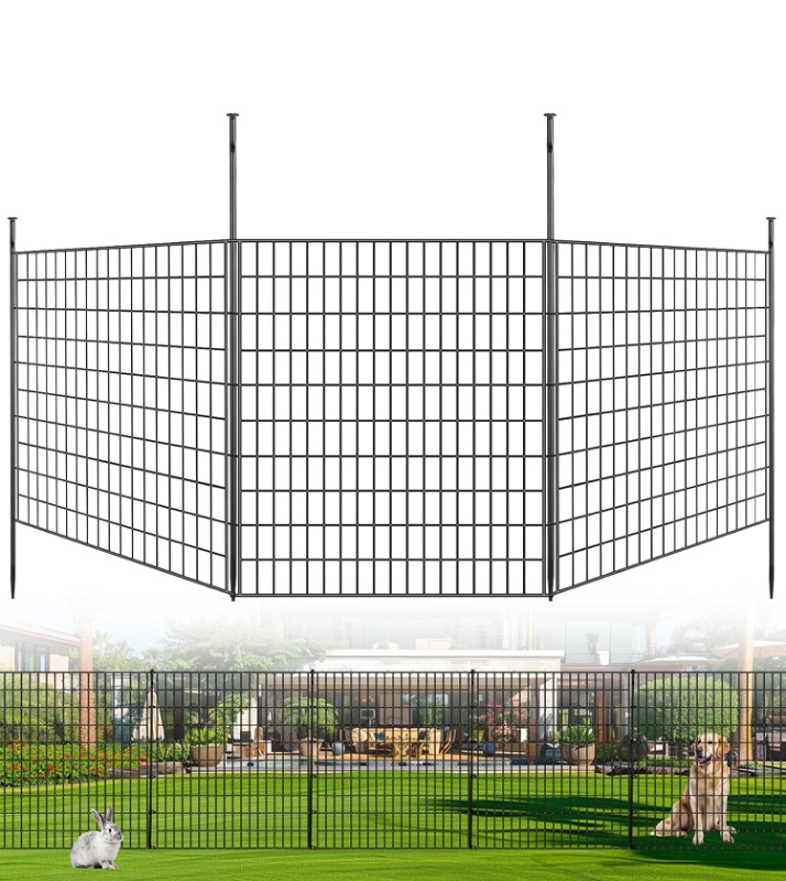 Photo 1 of 10 Panels Garden Fencing Animal Barrier, 33 in(H) X 24 ft(L) Rabbit Fence for Outdoor Yard No Dig Decorative Tall Garden Fence Metal Wire Rustproof Panel Border Patio Dog Ground Stakes Fencing