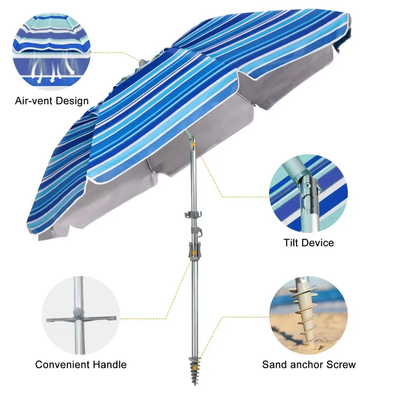 Photo 1 of 
Hero image 0 of 7 FT Beach Umbrellas for Sand, Sun Beach Umbrella with Carry Bag, UV 50+, UPF 100+, Enlarged Sand Anchor, Stripe Blue and White, 0 of 9




Clearance
EB ESYBOL
7 FT Beach Umbrellas for Sand, Sun Beach Umbrella with Carry Bag, UV 50+, UPF 