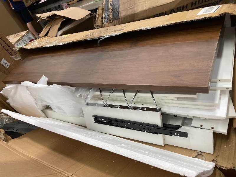 Photo 1 of 
72" Coffee Bar Cabinet with Power Outlet & LED Light, Farmhouse Large Kitchen Hutch with Sliding Barn Door, Tall Bar Cabinets with Storage Drawers...