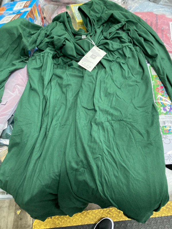 Photo 1 of  Women's Plus Size Midi Dress Long Sleeve Scoop Neck Elastic High Waist A Line Dresses for Women Wedding Guest Dress Army Green SIZE 2XL