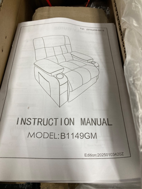 Photo 1 of **MISSING CHAIR FRAME**JONPONY Manual Recliner Chair with Heat Therapy and Massage Function, Heavy Duty Reclining Mechanism Massage Chair, Elderly Single Rocker Sofa with Cup Holders for Bedroom Home Theater,Grey