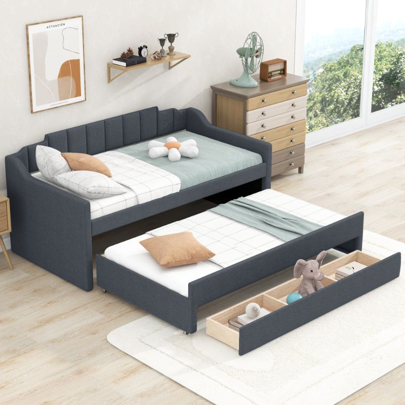 Photo 1 of **BOX 2 OF 2 ONLY/INCOMPLETE SET**Twin Size Upholstered Daybed With Trundle And Three