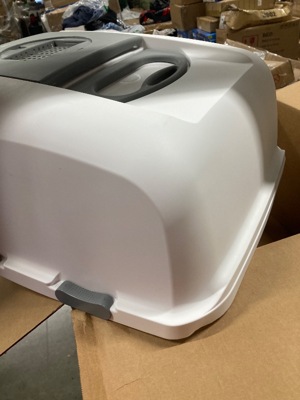 Photo 1 of ***(SELLING LID ONLY, PARTS ONLY)*** 
IRIS USA Cat  Front Door Flap, Covered Kitty LID ONLY with Handle and Buckles for Portability and Privacy, Dark Gray