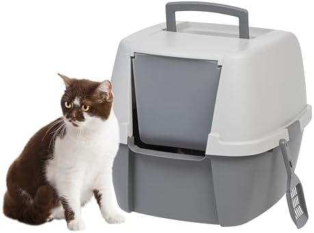 Photo 1 of ***(SELLING LID ONLY, PARTS ONLY)*** 
IRIS USA Cat  Front Door Flap, Covered Kitty LID ONLY with Handle and Buckles for Portability and Privacy, Dark Gray