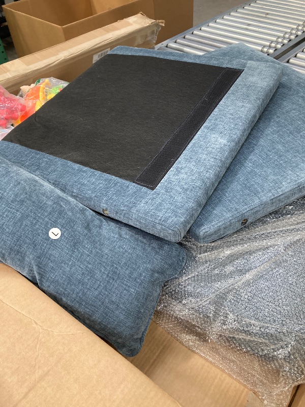 Photo 1 of ***(MISSING PIECES -ARMS/LEGS, HARDWARE MISSING SELLING AS PARTS ONLY)*** 
Ktaxon Accent Chair Chenille Upholstered Armchair, Reading Club Chair with Pillow for Living Room Bedroom Furniture Blue
