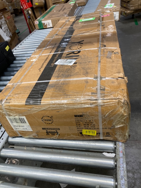 Photo 1 of ***(MISSING PARTS, SELLING AS IS )*** 
Gigu 12ft Home Trampoline - T-Socket Reinforced Frame, Double Zipper Entry, Ladder Included, Outdoor Specific Yard for Adults Kids