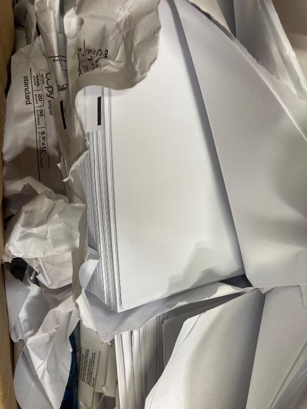 Photo 1 of **Some sheets are damaged most usable**Office Depot White Copy Paper, 8 1/2in. x 11in., 20 Lb, 500 Sheets Per Ream, Case Of 10 Reams, 40402786
