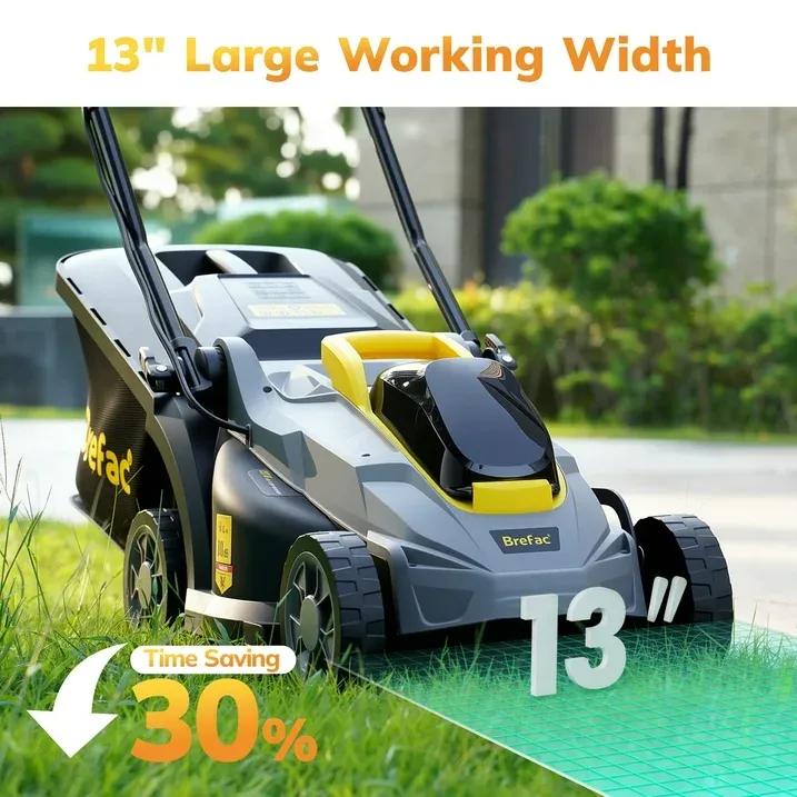 Photo 1 of 
Brefac 20V 13'' Cordless Lawn Mower, Multi-Functional Grass Cutter with 4.0Ah Battery, 5 Adjustable Height Settings, Durable Manganese Steel Blades, Easy to Use for Small Lawn