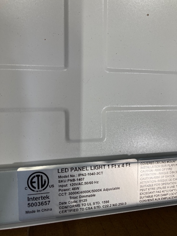 Photo 1 of hykolity 1x4 FT LED Flat Panel Selectable CCT Flush Mount Light,4800lm,48W Dimmable Ultra Slim Edge-Lit Ceiling Light, 3000K/4000K/5000K Built-in Driver Surface Mount Lights for Kitchen Garage,2 Pack