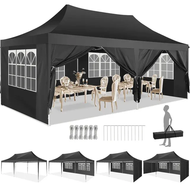 Photo 1 of **FRAME ONLY**COBIZI 10x20 Pop up Canopy Gazebo, Outdoor Canopy Tent with 6 Removable Sidewalls,for Backyard, Parties, Wedding, Black
