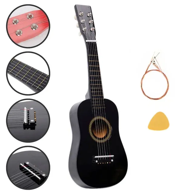 Photo 1 of 23" Acoustic Guitar Pick Strings Beginner Guitar Starter Kit with Strings & Pick for Kids Adult, Black
