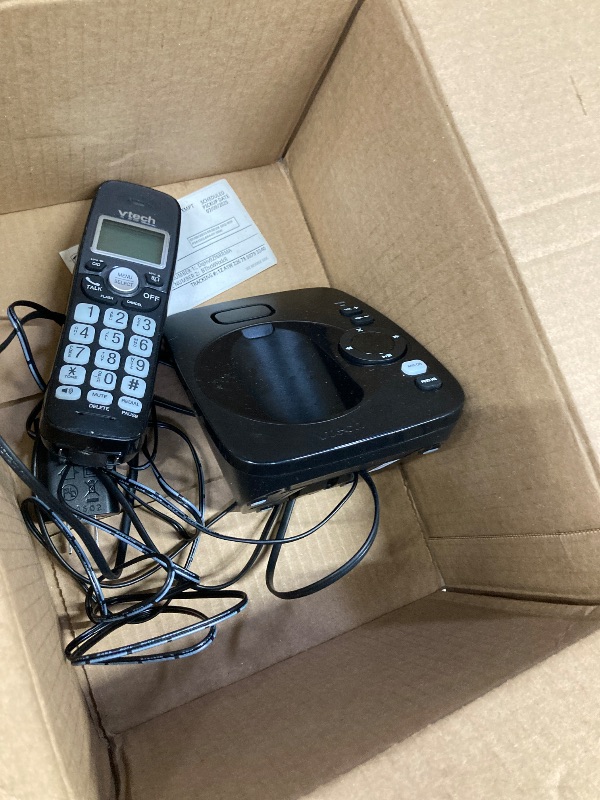 Photo 1 of [New] VTech VG131-11 DECT 6.0 Cordless Phone - Bluetooth Connection, Blue-White Display, Big Buttons, Full Duplex, Caller ID, Easy Wall Mount, 1000ft Range (Black)