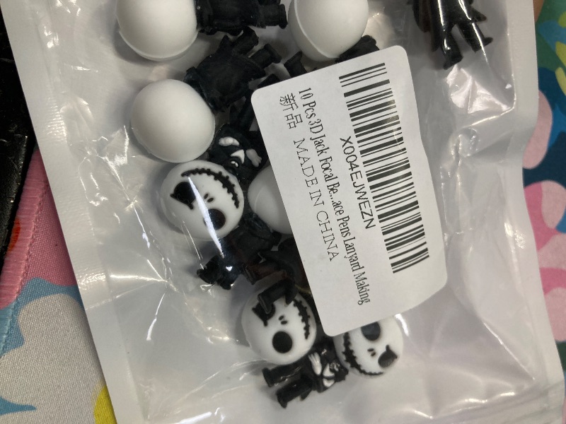 Photo 1 of 10 Pcs 3D Skull Focal Bead Cute Loose Beads Accessory for DIY Keychains Bracelet Necklace Pens Lanyard Making