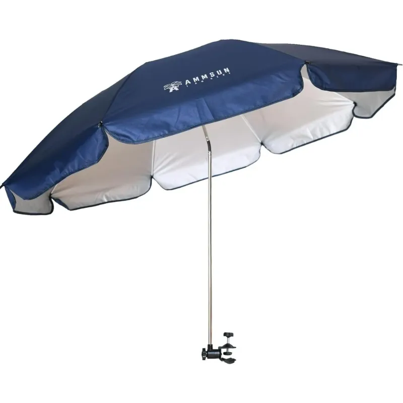 Photo 1 of **MISSING BOTTOM CLAMP**AMMSUN XL 52 inch Beach Patio Chair Umbrella with Universal Clamp 360° Swivel UPF50+,Navy Blue
