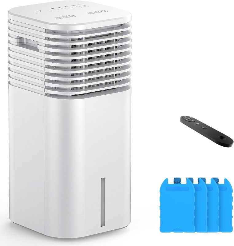 Photo 1 of 24" Windowless Portable Air Conditioner, 15H Timer & 120°Oscillation, 3-IN-1 Portable AC Unit with Remote, 2-Gal Tank, 3 Modes & 3 Speeds, Ultra-Quiet Ventless Swamp Cooler for Home Office, Beige
