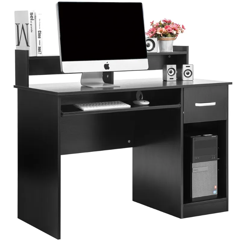 Photo 1 of Ktaxon Wood Computer Desk Office Black Laptop PC Work Table Home Drawer & Keyboard Tray