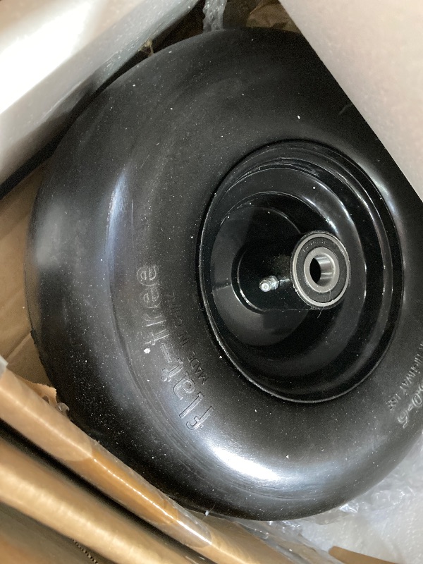 Photo 1 of 13x6.50-6 Lawn Mower Tires Flat Free, Zero Turn Mower Front Tires for Residential and Commercial, 13x6.5-6 Flat Free Tire and Wheel, 3/4" & 5/8" Bearing, 3.25"-7.65" Center Hub, 2Pack Black