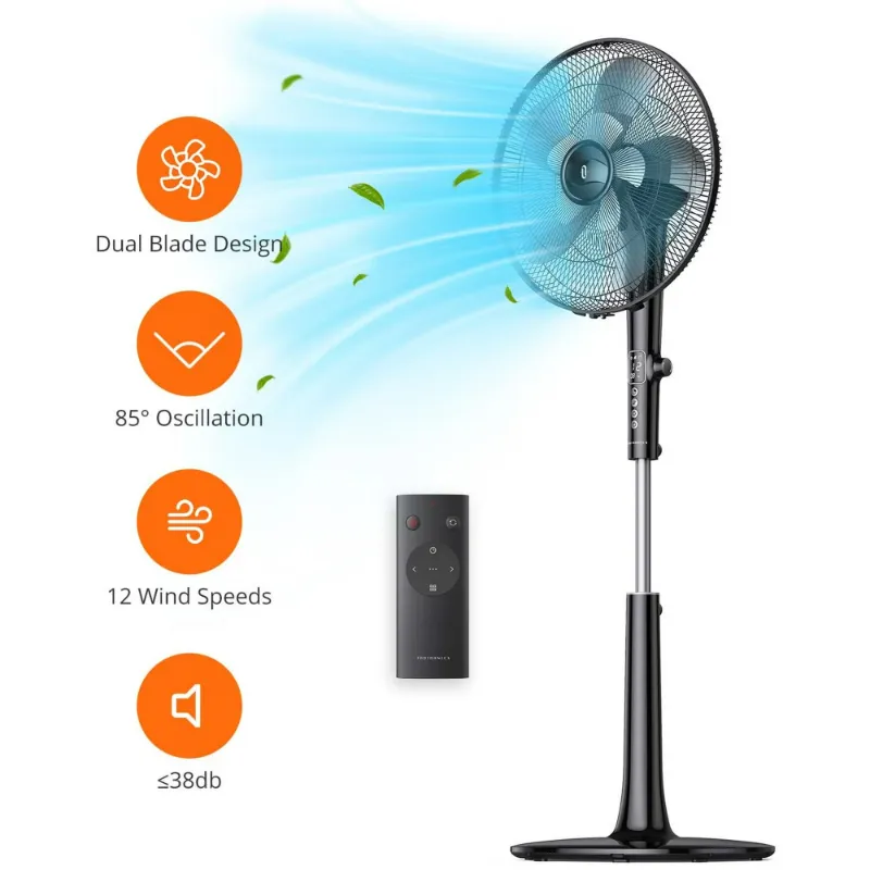Photo 1 of ***PARTS ONLY***
TaoTronics Pedestal Fan, 16" Adjustable Oscillating DC Fan with Remote, 12-Speed, 3-Modes, Less Noise Cooling Fan, Back to School Gift, Black
