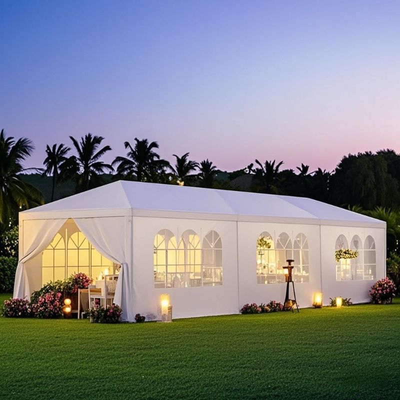 Photo 1 of 2025 Upgraded 10'x30' Party Tent, Outdoor Tents for Parties, Wedding, Birthday, Large Canopy Tent with Walls and Transparent Windows, White Event Gazebo Tents for Backyard, Garden, Patio, 8 Sidewalls