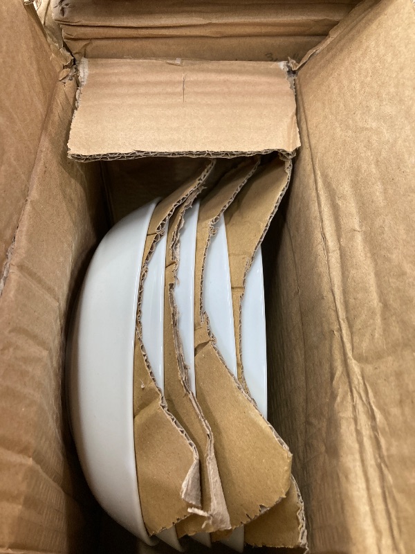 Photo 1 of **2 DINNER PLATES REMOVED BROKEN/INCOMPLETE SET**Tabletops Gallery 40 Piece White Catering Dinnerware Set Round Dinner Salad Plates Cereal Pasta Bowls
