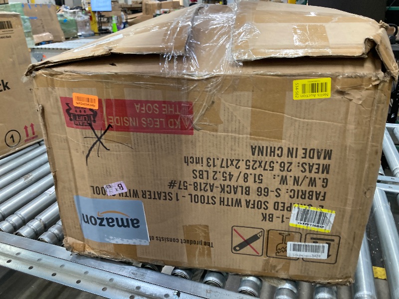 Photo 1 of **BOX  1 OF 2 ONLY/INCOMPLETE SET/SIMILIAR TO PIC**Small L Shape Couch, 3 Seat Convertible Couch for Apartments with Ottoman, Sectional Sofa for Small Spaces, Black