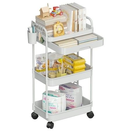 Photo 1 of *** see notes ***FLYOUTH 3-Tier Rolling Utility Cart with Wheels and Drawers Multi-Functional Storage Organizer for Office Bathroom Living Room Kitchen
