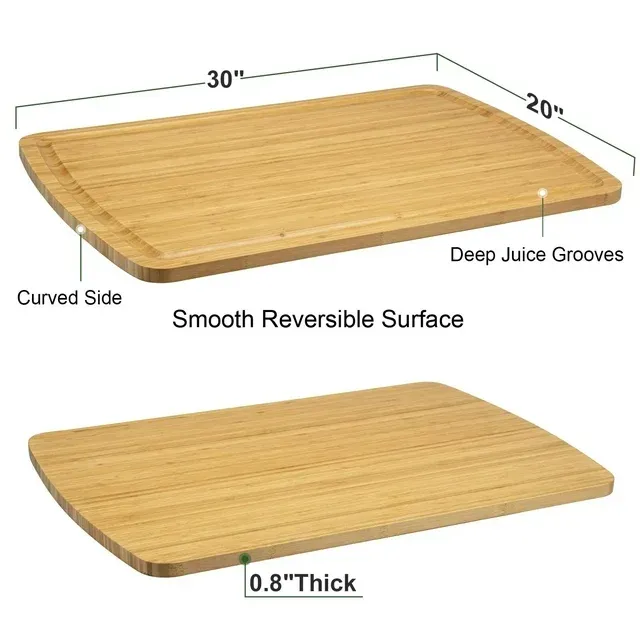 Photo 1 of **HAS 3 INCH CHIP IN BOARD**ATENOW 30 x 20 Extra Large Bamboo Cutting Board for Kitchen, Cutting Board Stove Top Cover, Butcher Block Chopping Board with Juice Groove, Large Charcuterie Board, Over the Sink Cutting Board
