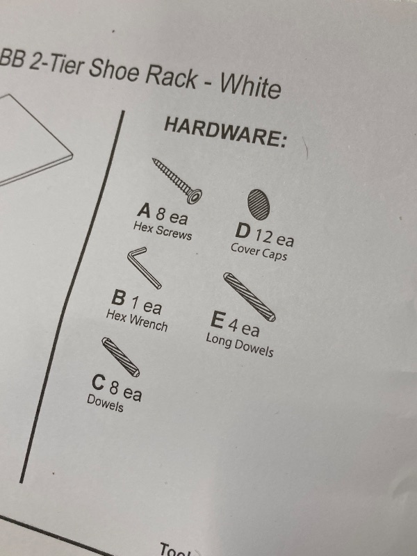 Photo 1 of ***MISSING HARDWARE SELLING AS IS****
Whitmor Wood Stackable 2-Shelf Shoe Rack, White, 24 inches   ***(SOME SCUFFS/SCRATCHES)***