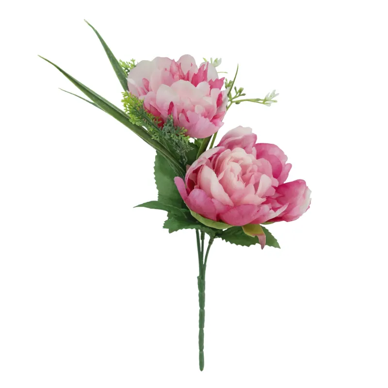 Photo 1 of (4 pack) 11-inch Artificial Silk Pink Peony & Baby's Breath Mixed Pick, for Indoor Use, by Mainstays