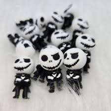 Photo 1 of 10 Pcs 3D Jack Skellington Focal Bead Cute Loose Beads Accessory for DIY Keychains Bracelet Necklace Pens Lanyard Making