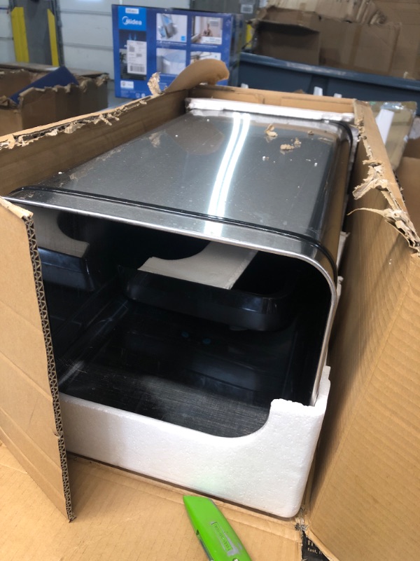 Photo 1 of (MISSING POWER CORD/BATTERY) 
iTouchless Rolling 13 Gallon Sensor Kitchen Trash Can with Lid and Wheels, Odor Filter, Stainless Steel, Automatic Kitchen Trashcan Garbage Bin for Home Office Bedroom Living Room Garage Wastebasket