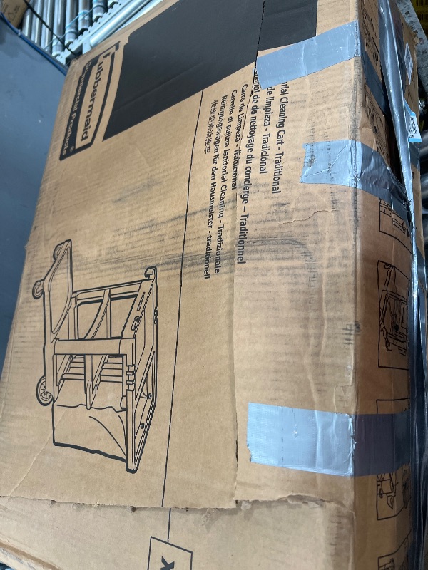Photo 1 of (fOR pARTS Rubbermaid Commercial Traditional Janitorial 3-Shelf Cleaning Cart, Wheeled with Zippered Yellow Vinyl Bag, for Business/School/Office/Janatorial Cleaning