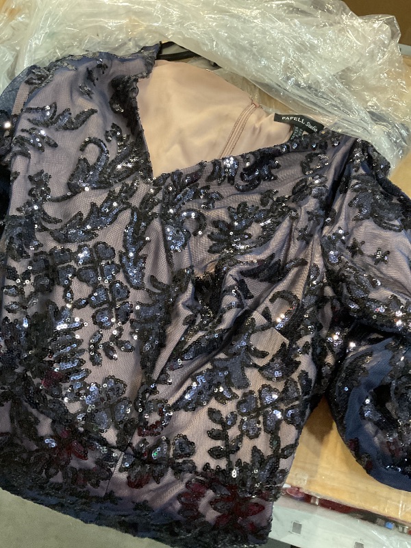 Photo 1 of (Please see all images) Adrianna Papell Women's Beaded V-Neck Short Dress, Navy/Rosegold 14w 
