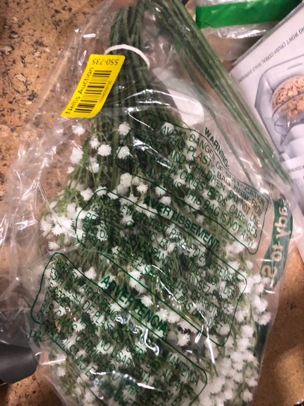 Photo 1 of 10 Pack Baby's Breath Artificial Flowers Bulk 3 Branches Faux Baby Breath Plastic Flowers Fake Gypsophila Flower Arrangement for Crafts Fake Flowers Bouquet for Wedding Home Decor White Baby Breath