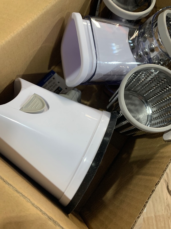 Photo 1 of (missing crank) Geedel Rotary Cheese Grater, Kitchen Mandoline Vegetable Slicer with 3 Interchangeable Blades, Easy to Clean Rotary Grater Slicer
