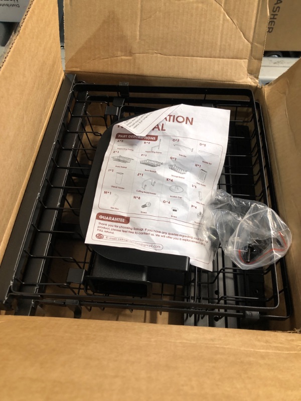 Photo 1 of ***(MISSING PARTS)***Sakugi Dish Drying Rack Over The Sink - Large Capacity Stainless Steel Dish Drainer, Multifunctional Kitchen Organizer, Black, 11" D x 30"~33.9''W x 21.5" H