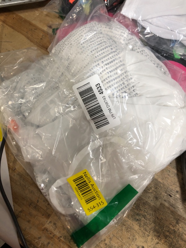 Photo 1 of (USED/FAIR) (BAGGED) (10-12)  Cutey May Girls Sequin One Shoulder Birthday Party Prom Dress (US, Age, 10 Years, 12 Years, Sliver)