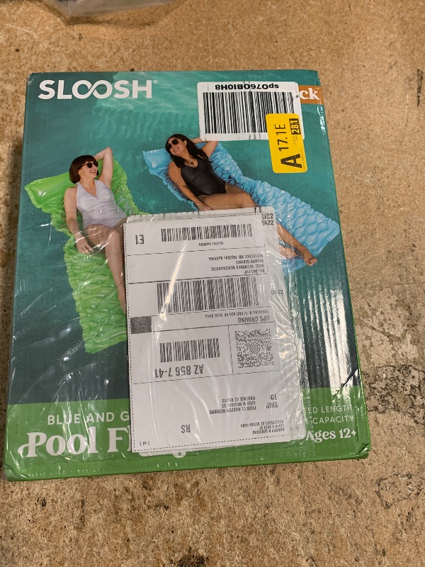 Photo 1 of SLOOSH Inflatable Pool Floats Raft,Floating Lounge for Adults,64x32 inch Swimming Mat Pool Mattress with Headrest,2 Pieces Float Air Mat for Summer Water Beach Fun,Green,Blue