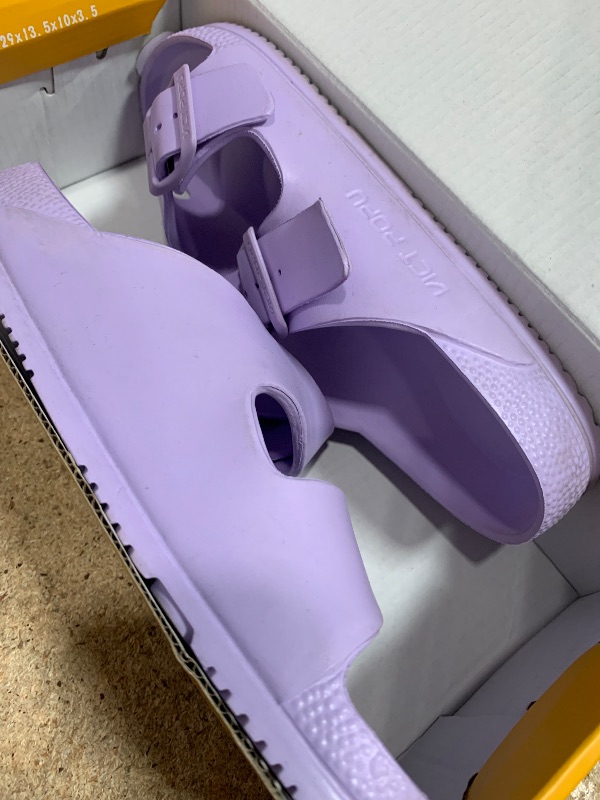 Photo 1 of (used) VICT POPU Womens Sandals Adjustable Double Buckle Strap Waterproof EVA Flat Slides LIGHT PURPLE 5