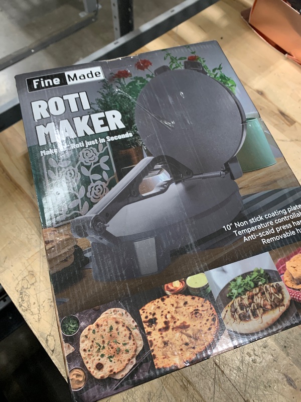 Photo 1 of FineMade Compact 10'' Roti Maker Machine, Electric Tortilla Press with Detachable Handle, Chapati Maker Machine, Burrito Maker, Prensa Para Tortillas, Tortillera, Black