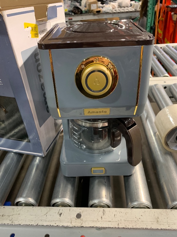 Photo 1 of ***(PARTS ONLY/ NON FUNCTIONAL)***
Amaste Coffee Maker, 5 Cup Coffee Pot with Three Brewing Modes, Retro Coffee Maker with Glass Carafe & Reusable Coffee Filter, Drip Coffee Maker Ideal for Home or Office, Keep Warm, Ash Blue