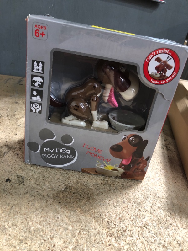 Photo 1 of (not functional) Hungry Dog Piggy Bank, Cute Dogs Steals Coins Like Magic Coin Munching Toy Money Box Birthday Gift for Kids
