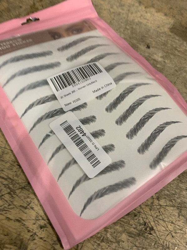 Photo 1 of 20 Sheets 200 Pairs Eyebrow Tattoo Sticker Waterproof 4D Hair-Like Natural Fake Tattoo Eyebrows Transfers Stickers Peel Off Brows Grooming Shaping Makeup Sticker for Women Girls,Black