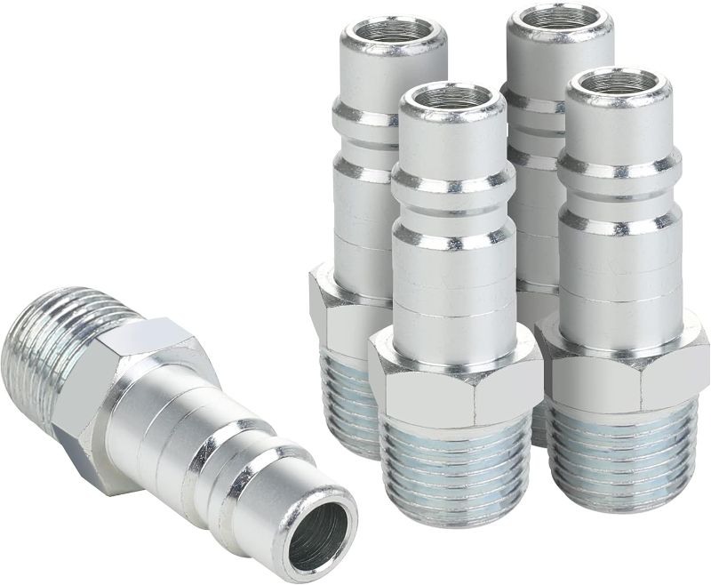 Photo 1 of 1/2 Air Fittings, Industrial M-Type Plug, 1/2 Inch Flow Size, 1/2 Inch Male Threads Size, Steel Material, 300PSI, 5 Pieces Air Compressor Accessories Fittings
