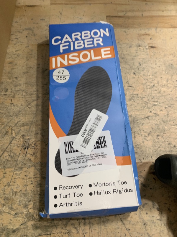 Photo 1 of 1 Pair Carbon Insole for Men Women - Rigid Shoe Insert Carbon Foot Plate for Hallux RigidusLimitus, Turf Toe, Morton's Toe (11.25” / 285mm - Men's 11 / Women's Size 12)
